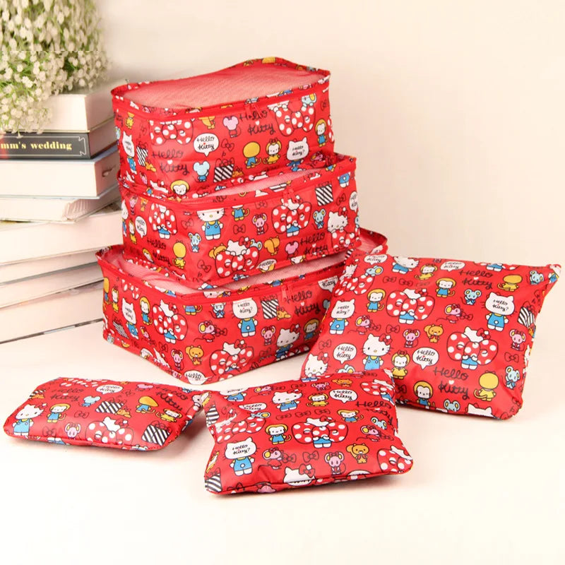 Hello Kitty Red 6pcs Storage Bags