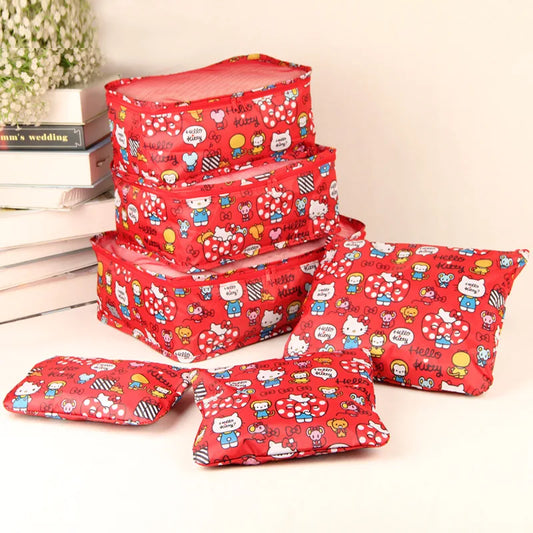 Hello Kitty Red 6pcs Storage Bags